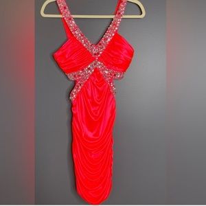 Deb hot pink rhinestone homecoming dress size 0